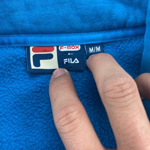 FILA F-Box Sweater Women Medium M Blue Full Zip Sweatshirt Embroidered Spell Out - Picture 3 of 7
